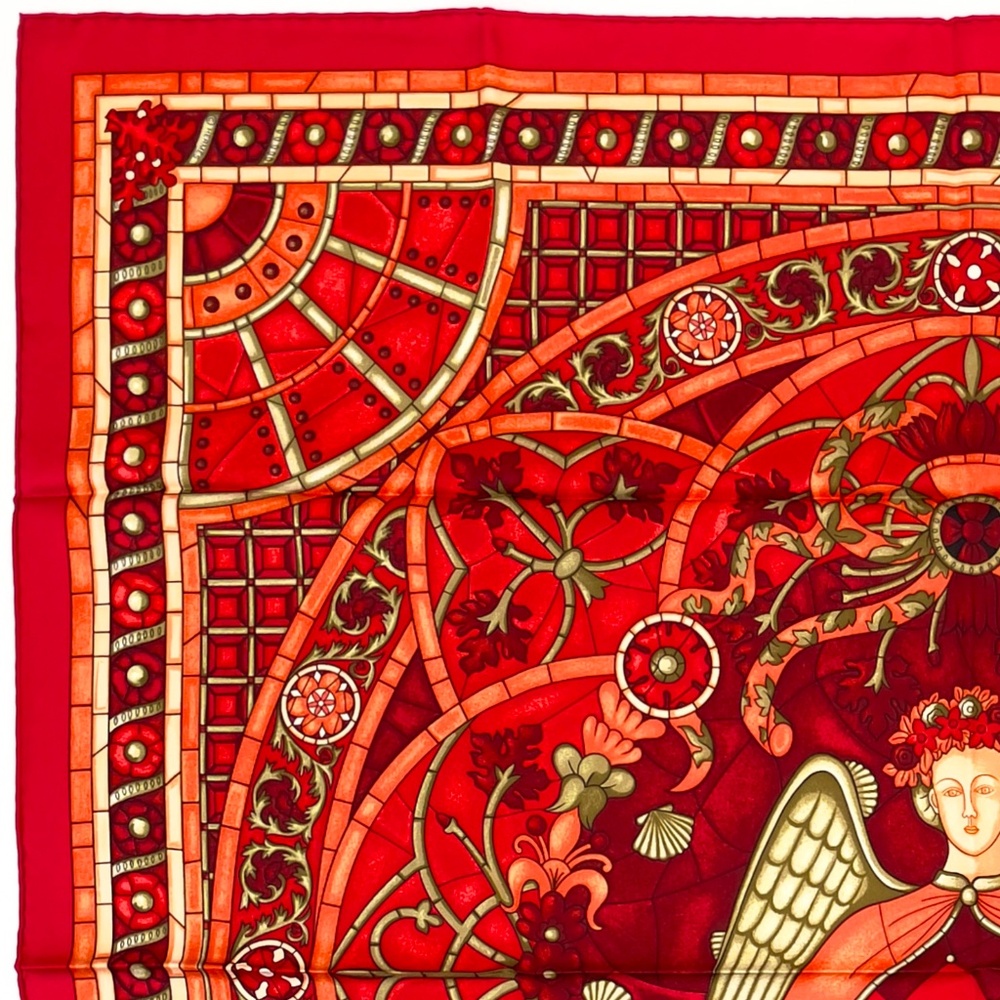 RARE! NOWT Hermes Scarf "Lumbers de Paris" in Red - Picture 7 of 13